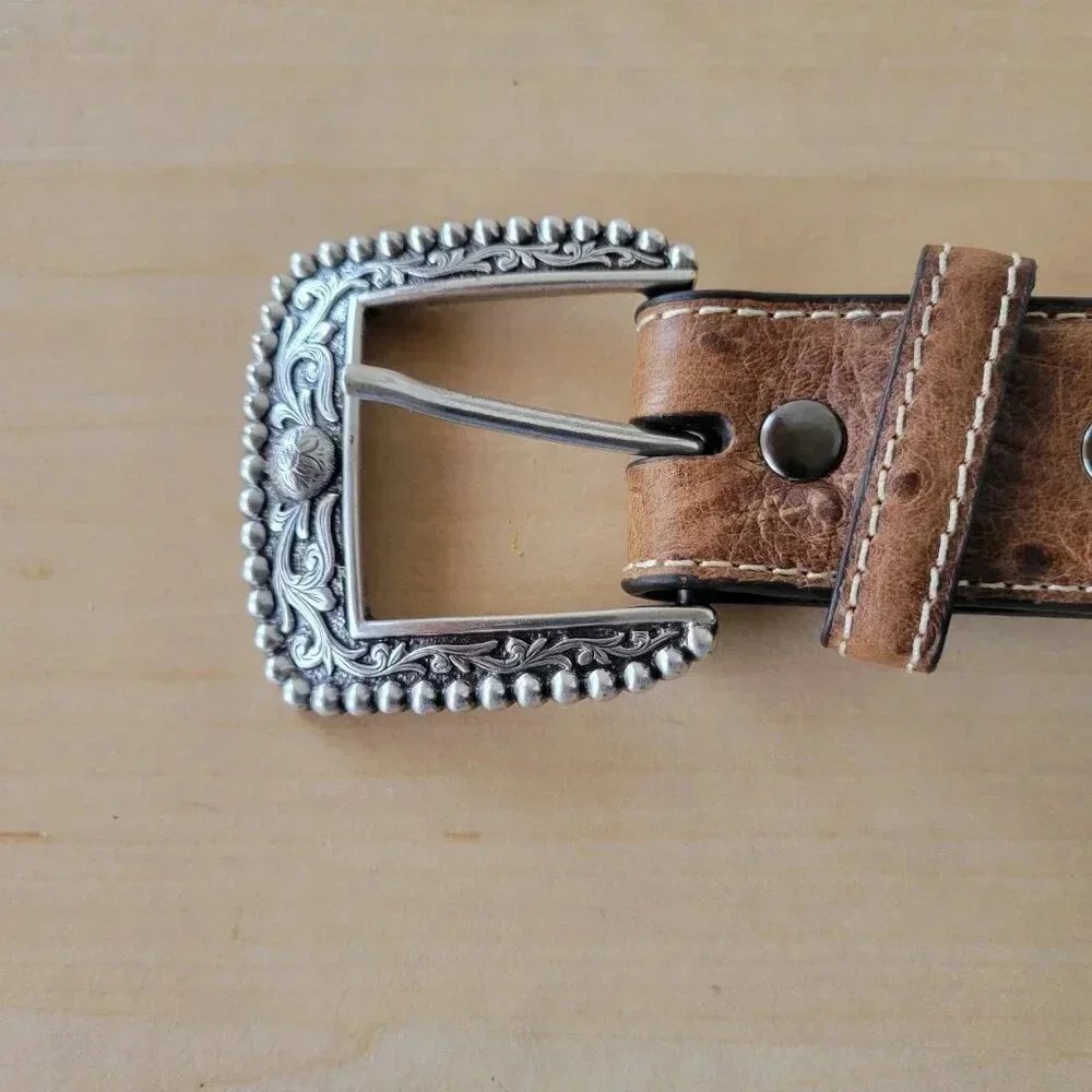 Western Style SILVER CROSS Men’s Genuine Leather Belt
